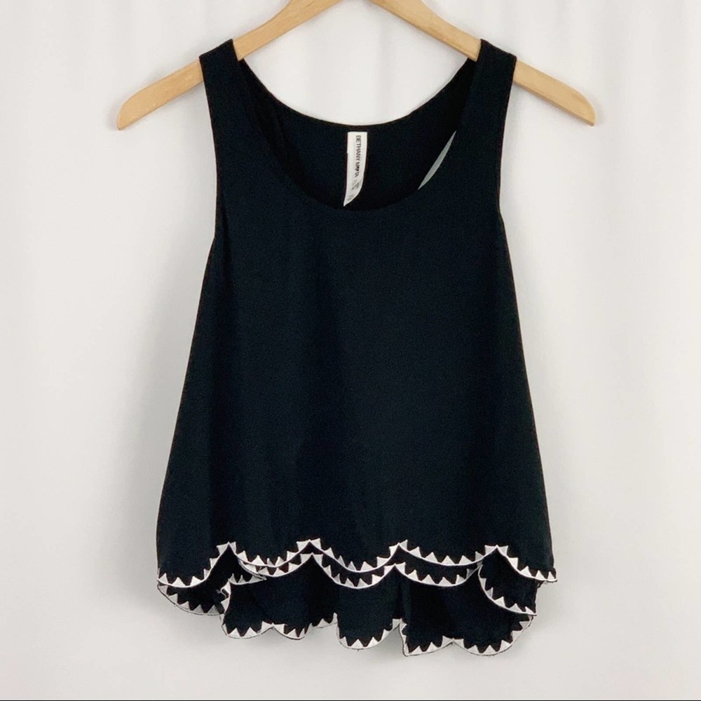 Bethany Mota Black Tank Top White Embroide…